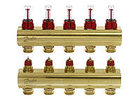 Danfoss Manifold FHF 5+5 with rotameters, brass