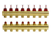 Danfoss Manifold FHF 8+8 with rotameters, brass