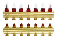 Danfoss Manifold FHF 7+7 with rotameters, brass