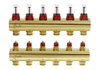 Danfoss Manifold FHF 6+6 with rotameters, brass