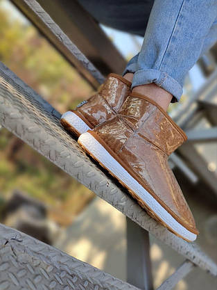 РИЖІ короткі UGG CAMEL уги низькі дутики жіночі непромокальні силіконові для снігу та дощу, фото 3