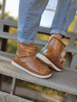 РИЖІ короткі UGG CAMEL уги низькі дутики жіночі непромокальні силіконові для снігу та дощу, фото 5