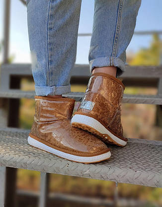 РИЖІ короткі UGG CAMEL уги низькі дутики жіночі непромокальні силіконові для снігу та дощу, фото 6
