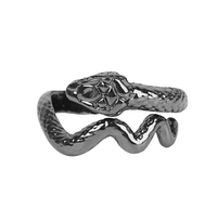 Крутое кольцо в виде черной змеи, колечко змея покрытое черным золотом, мед сплав, регулируемый