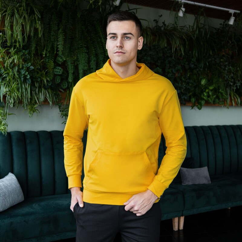 Кофта-худі Pobedov 97 трикотажна оранжевого кольору, фото 1