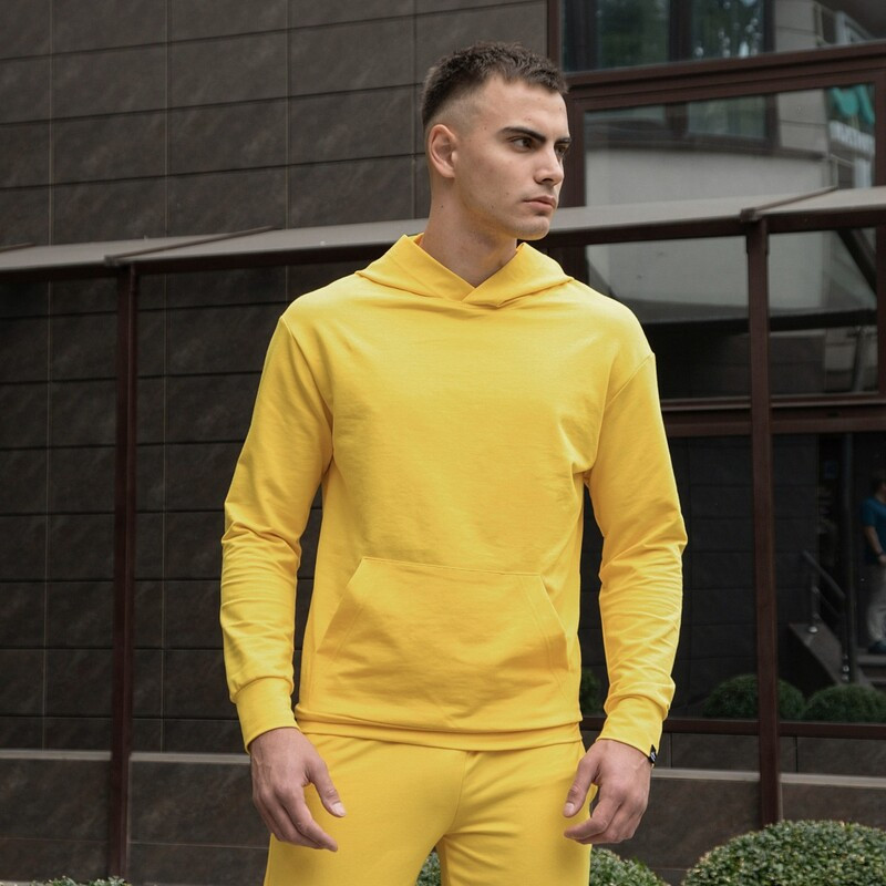 Худі Pobedov 97 з кишенею-кенгуру. Колір: жовтий, фото 1