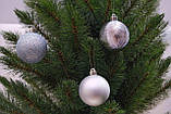 Набір ялинкових кульок 6 см Chomik, іграшки на ялинку комплект 6 шт, Блакитний, фото 3