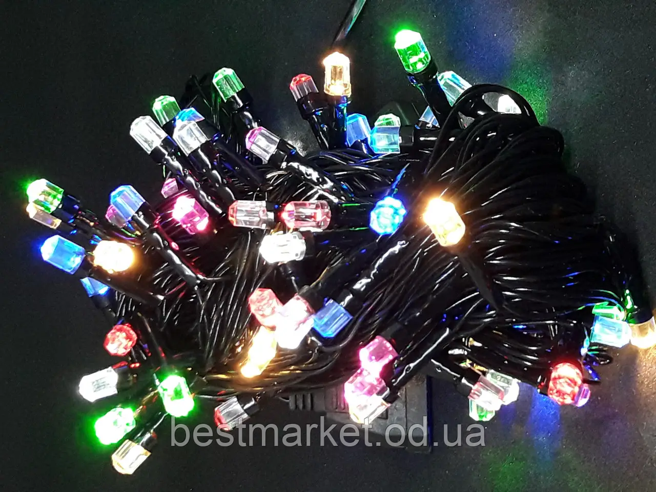 Новорічна Світлодіодна Гірлянда Нитка Рубін 300LED Мульти ч/пр