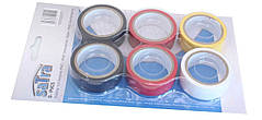 Набір кольорових изолент 6 шт. PVC (19 мм x 5 м) SATRA S-PVC5