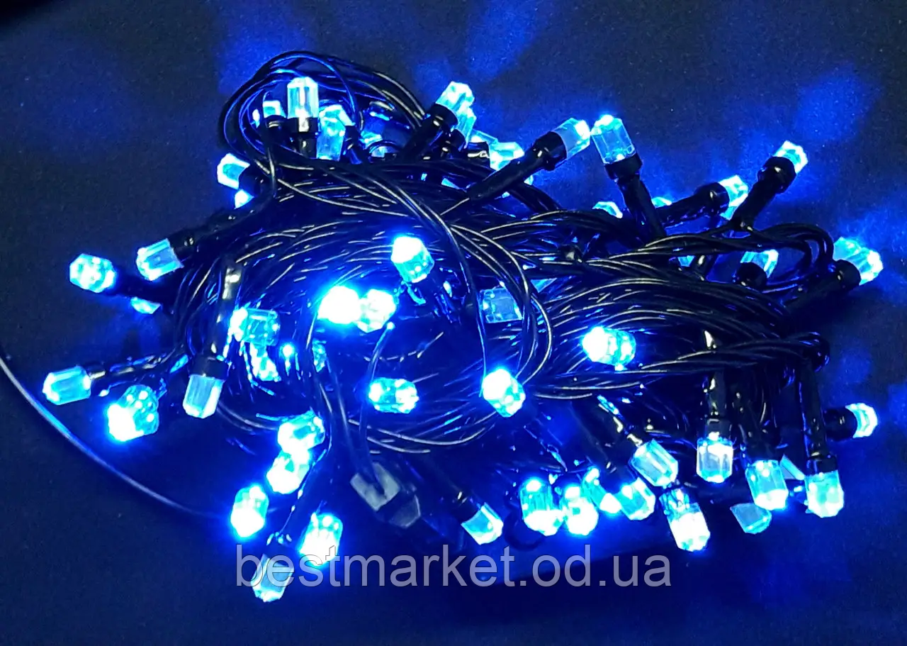 Новорічна Світлодіодна Гірлянда Нитка Рубін 300LED Синій ч/пр