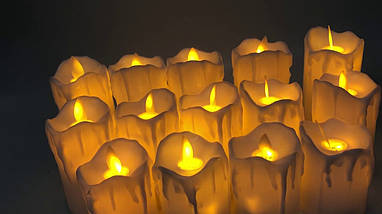 Великий Набір свічок з 12 штук на батарейках, Світлодіодні LED-свічки (10 см), фото 2