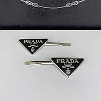 Парні шпильки для волосся Прада Prada металеві чорні