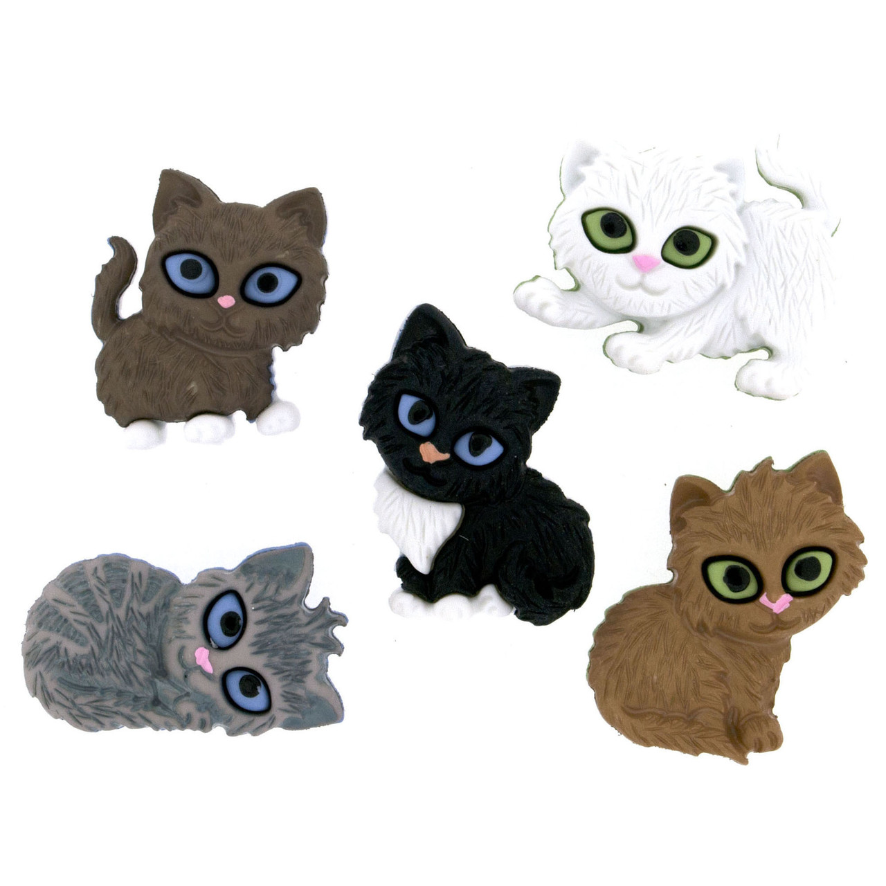 Декоративні гудзики ІГРИВІ КОТЯТА, Dress It Up, 5 шт