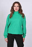 Свитшот женский зеленый модный теплый с длинными рукавами ангора вязка резинка снизу Актуаль 009, 46