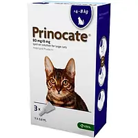 Принокат Prinocate Large Cat капли от блох и клещей для кошек весом от 4 до 8 кг и хорьков, 1 пипетки по 0,8мл