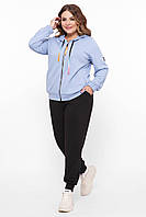 Трикотажный женский спортивный костюм батальный голубой