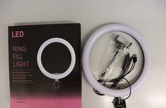 Кільцева світлодіодна лампа RING FILL LIGHT із тримачем телефону, живлення від usb діаметром 26см без штатива LS-009345