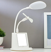 Настільна світлодіодна лампа із дзеркалом YW9070 підставка для телефону та USB виходом, біла