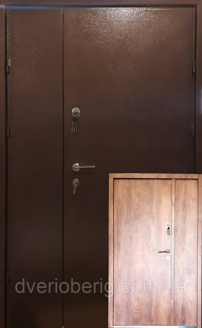 Вхідні двері двостулкові метал мдф мідний антик, зріз дерева