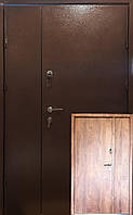 Вхідні двері двостулкові метал мдф мідний антик, зріз дерева