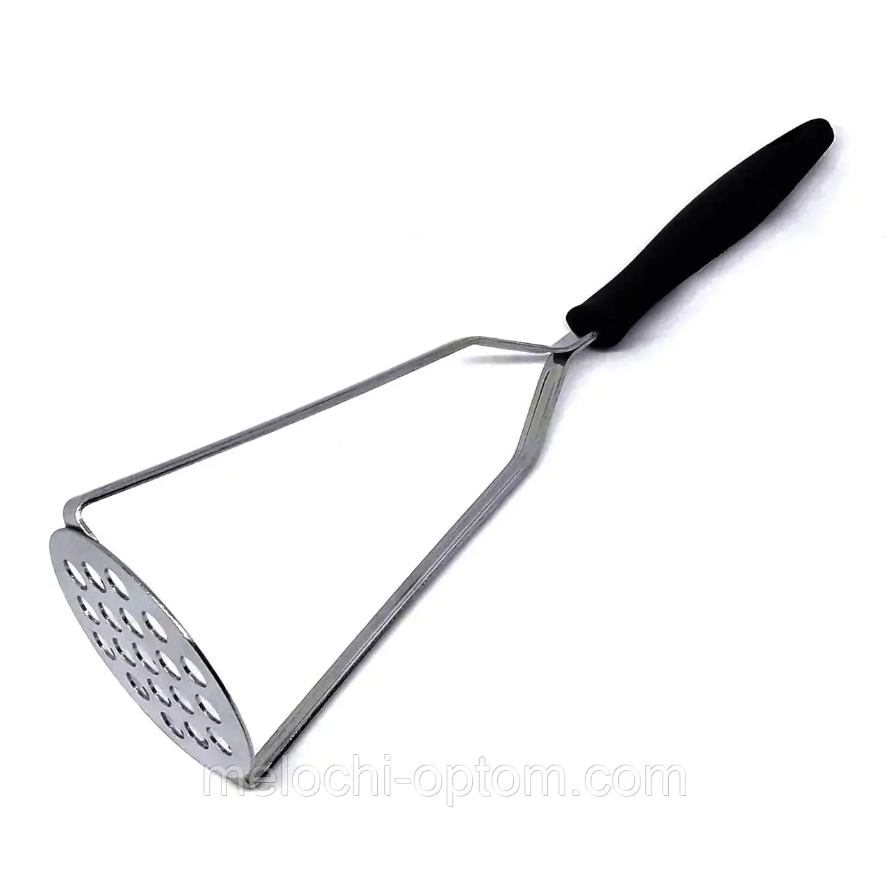 Товка для пюре кругла, нержавіюча сталь з чорною ручкою 28 см