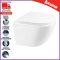 Унітаз підвісний безобідковий 48 см укорочений Rimless із сидінням мікроліфт