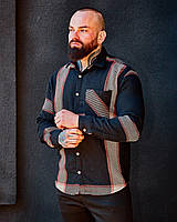 Теплая мужская байковая рубашка черная в клетку Турция / Модные байковые рубашки для мужчин с длинным рукавом