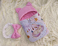 Спальник конверт для новорожденных девочек, розовый принт Единорог