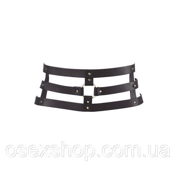 Портупея-пояс Bijoux Indiscrets MAZE — Wide Belt and Restraints Black, екошкіра, фото 1