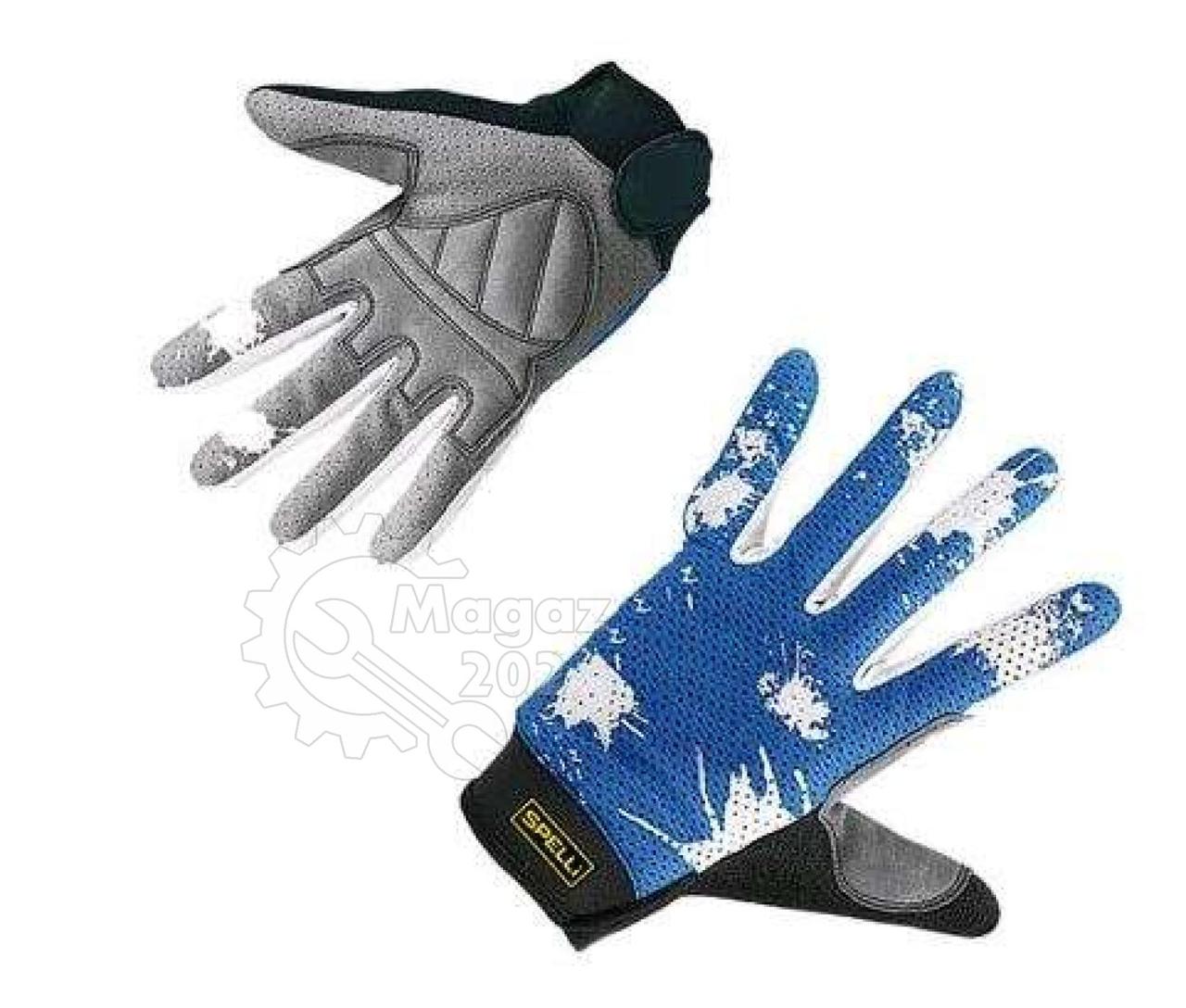 Велоперчатки (чорно-сині, закриті, з довгими пальцями, size L) (Spelli) FM