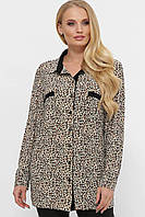 Рубашка трикотаж для полных женщин леопардовый принт