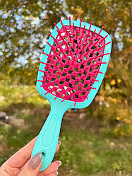 Гребінець для волосся "Super Brush"  бірюзовий з малиновим в пакеті