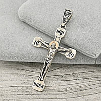 Срібний хрест із золотом Ісус Христос Врятуй та зберігши Ю587п розмір 52х27 мм вага 5.39 г