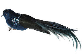 Декоративний птах на кліпсі 30см, колір - глибокий синій з чорним - 6 шт УПАКОВКА ТОВАР ВІД ВИРОБНИКА