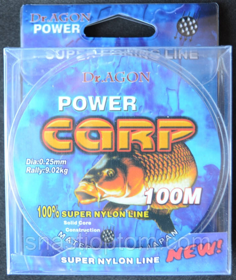 Рибальська волосінь DrAGON Power Carp, перетин 0,25мм, 100м.
