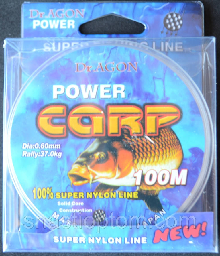 Волосінь для риболовлі DrAGON Power Carp, перетин 0,60 мм, 100м.