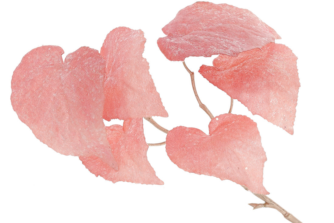 Декоративна гілка Бегонії з оксамиту з гліттером 63см, колір - рожевий ТОВАР ВІД ВИРОБНИКА