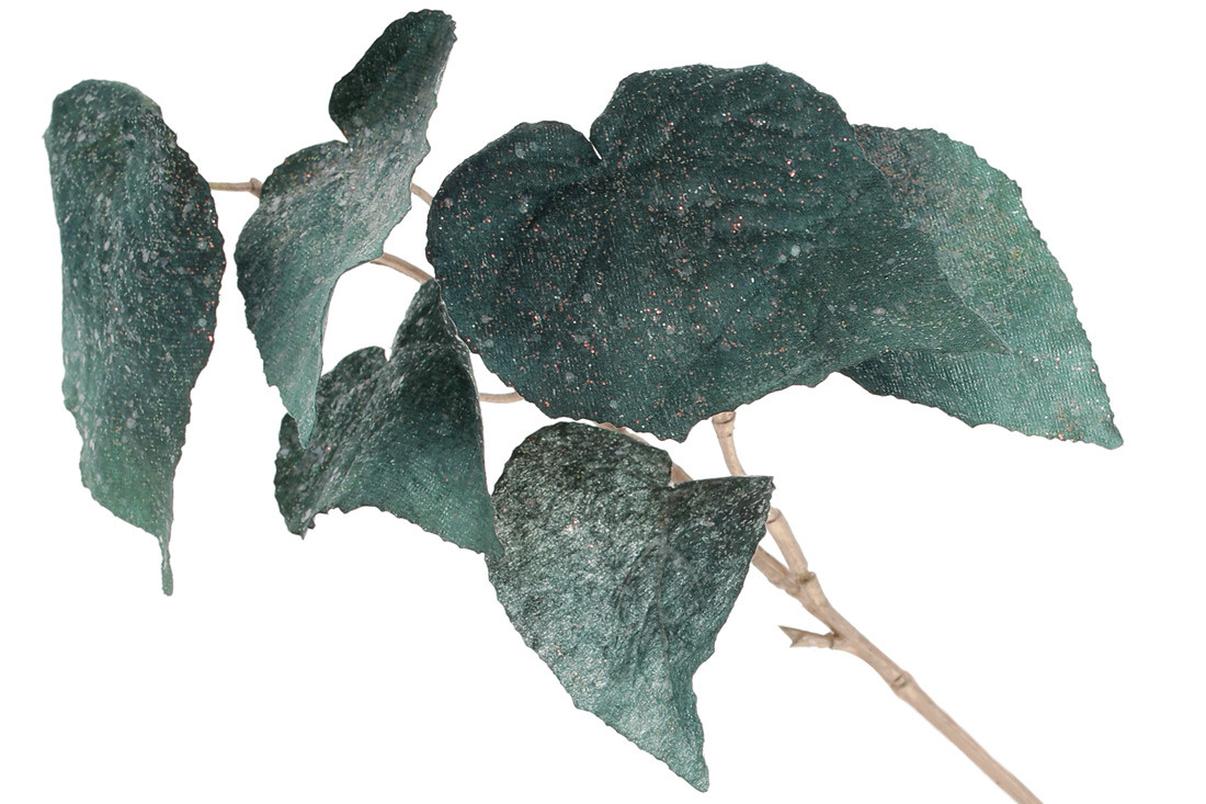 Декоративна гілка Бегонії з оксамиту з гліттером 63см, колір - евкаліпт ТОВАР ВІД ВИРОБНИКА