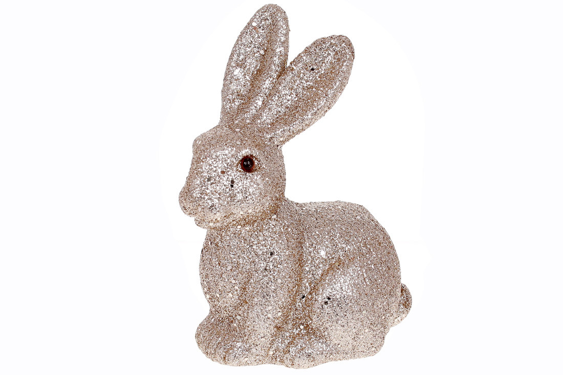 Фігурка декоративна Кролик 15см, колір - гліттер шампань ТОВАР ВІД ВИРОБНИКА