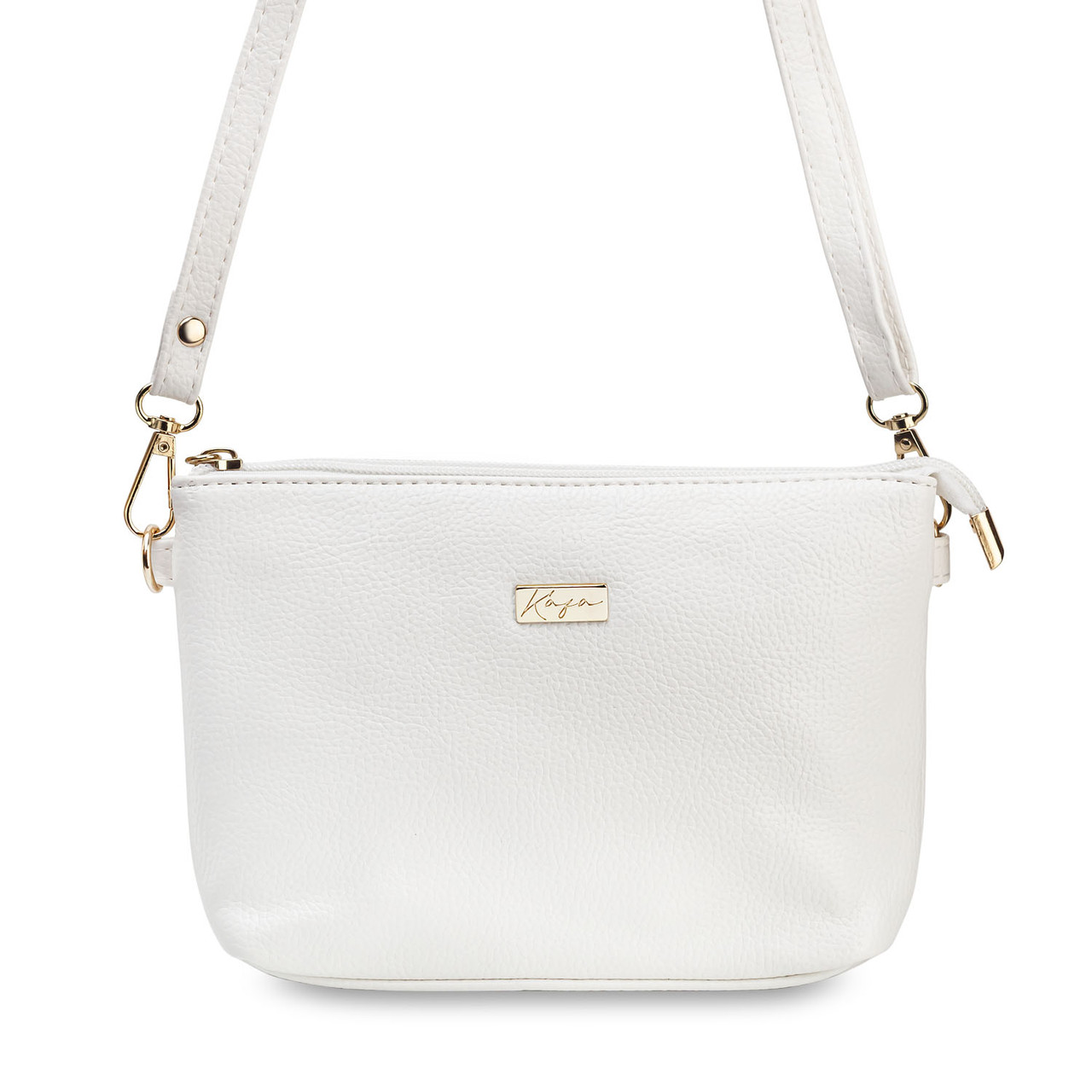 Жіноча маленька сумочка через плече Kafa 99186 на блискавці біла, фото 1