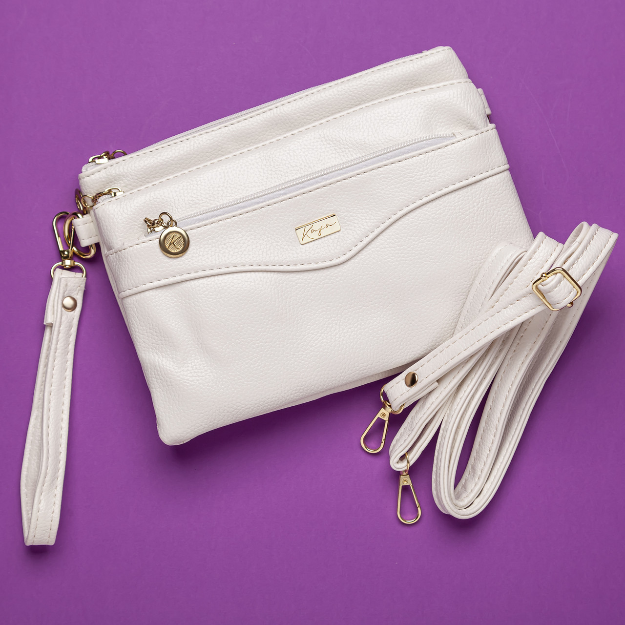 Жіноча сумочка через плече Kafa 4 відділення на блискавці біла (fb)