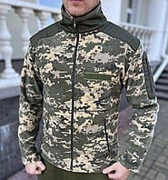 Кофта флисовая тактическая мужская Polar камуфляж пиксель Толстовка Флиска армейская военная с липучками
