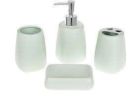 Набір для ванної Пастель (4 предмети): дозатор, підставка для зубних щіток, склянка, мильниця, колір - м'ятний ТОВАР ВІД ВИРОБНИКА