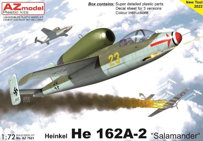 Пластикова модель 1/72 AZ model 7821 німецький реактивний винищувач Heinkel He 162A-2 „Salamander“