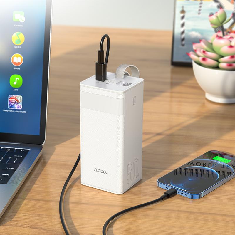 50000mAh со светильником HOCO J86A Powermaster 22.5W QC3.0 PD3.0 Black Li-Pol Черный Пластик Универсальная батарея Фонарик Индикатор уровня заряда micro USB Type-C USBx2 От LED дисплей с цифровым отображением