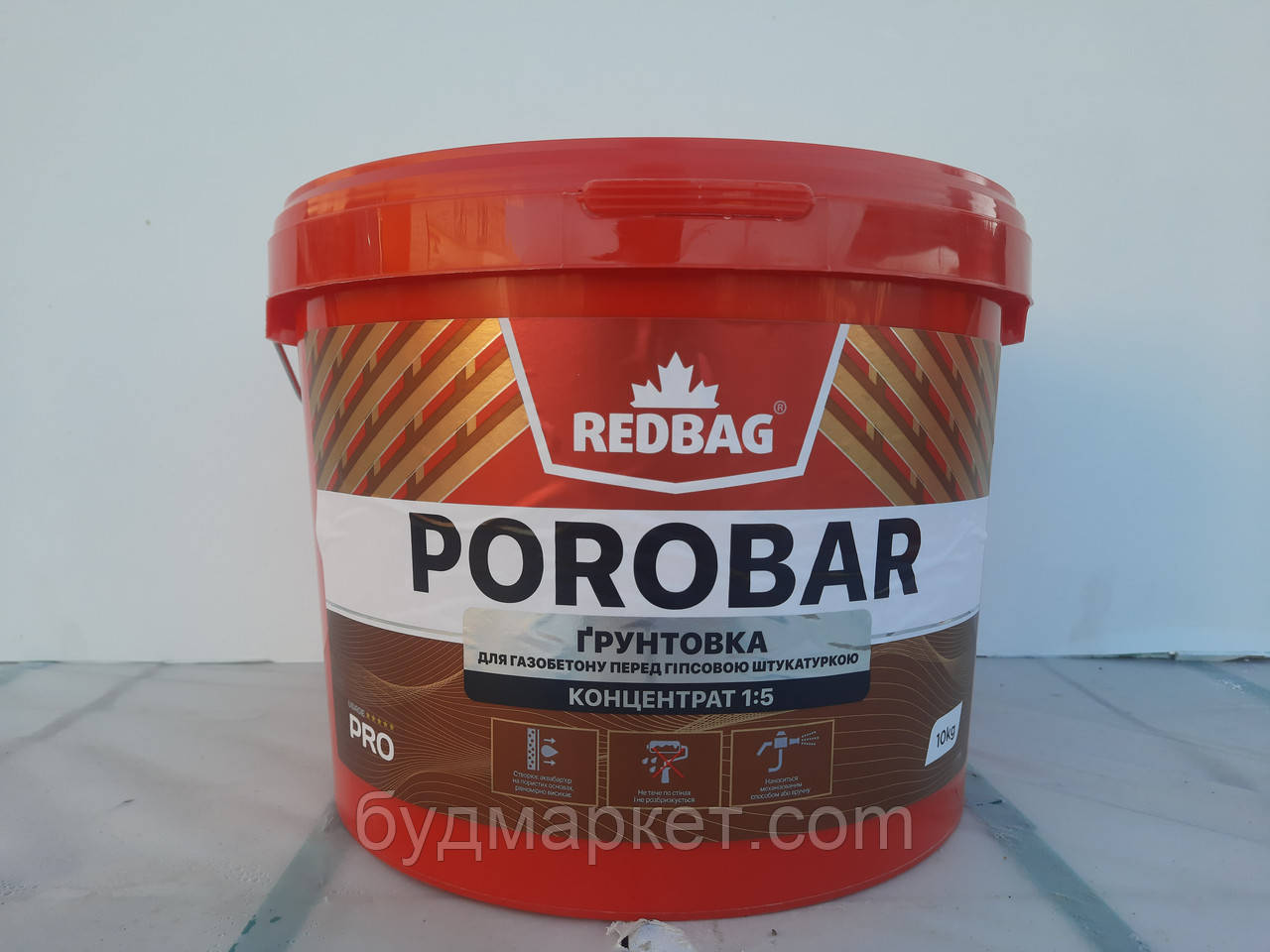 Ґрунтовка для гігроскопічних поверхонь POROBAR Концентрат 1:5 10 кг (пал.44шт)