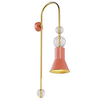 Настенный светильник, бра декоративное ARCH на 1 плафон, под лампу E27, Золотой/Кораловый