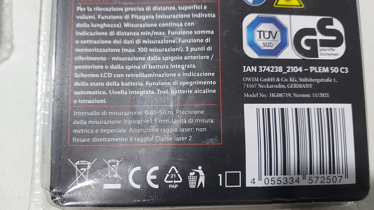 Лазерный дальномер 50м Parkside PLEM 50 C 3 (ID#1695764077), цена: 1200 ₴,  купить на