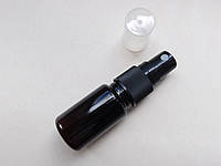12 - 10 мл коричневый ПЭТ бутылка, флакон пластиковый, пластмассовый, в комплекте с черным распылителем 18/410