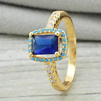 Кольцо Xuping синие фианиты размер 17 ширина 10 мм